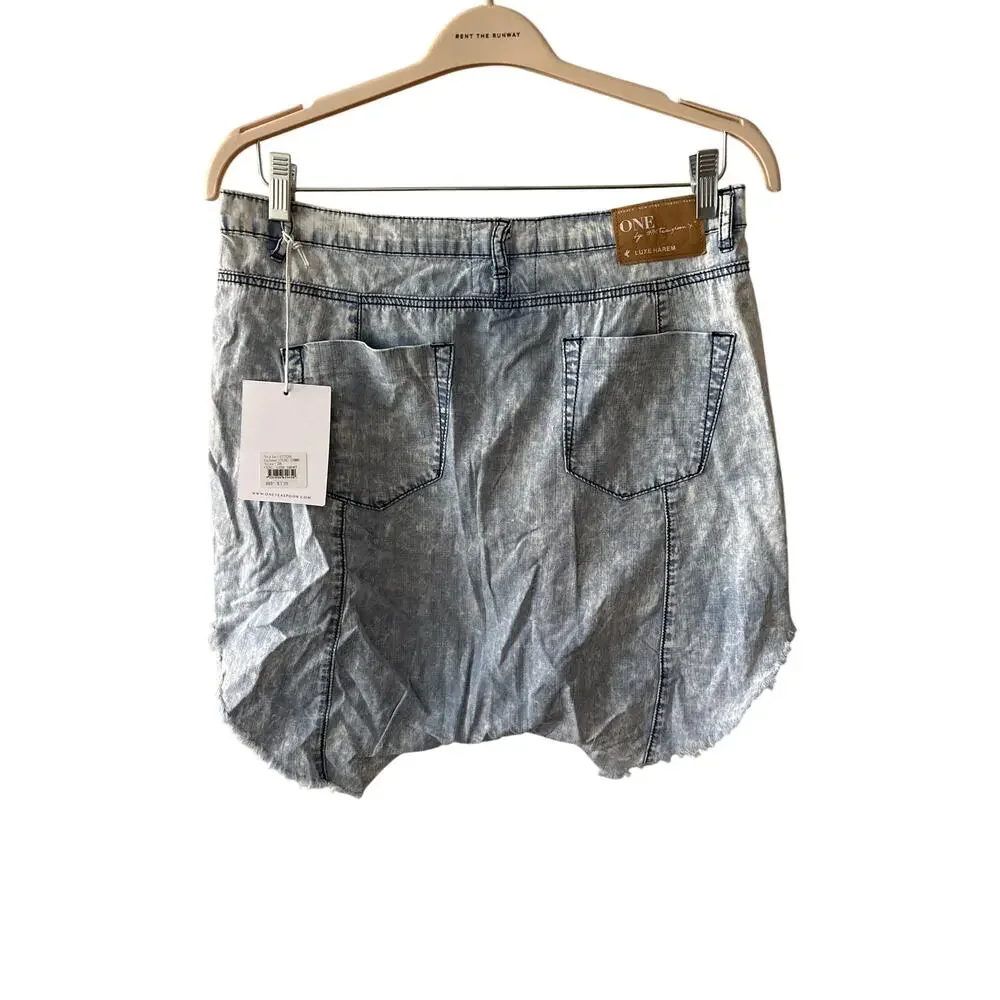 NWT One Teaspoon Sz 28 Luxe Chambray Light Blue Relaxed Slouch Harem Jean Shorts
